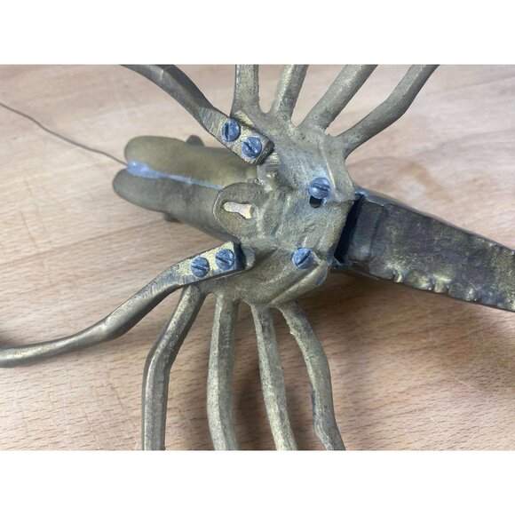 Vintage 12" Lobster Shrimp Ocean Sea Brass Metal Animal Figurine Metal Art Scul - Picture 6 of 9